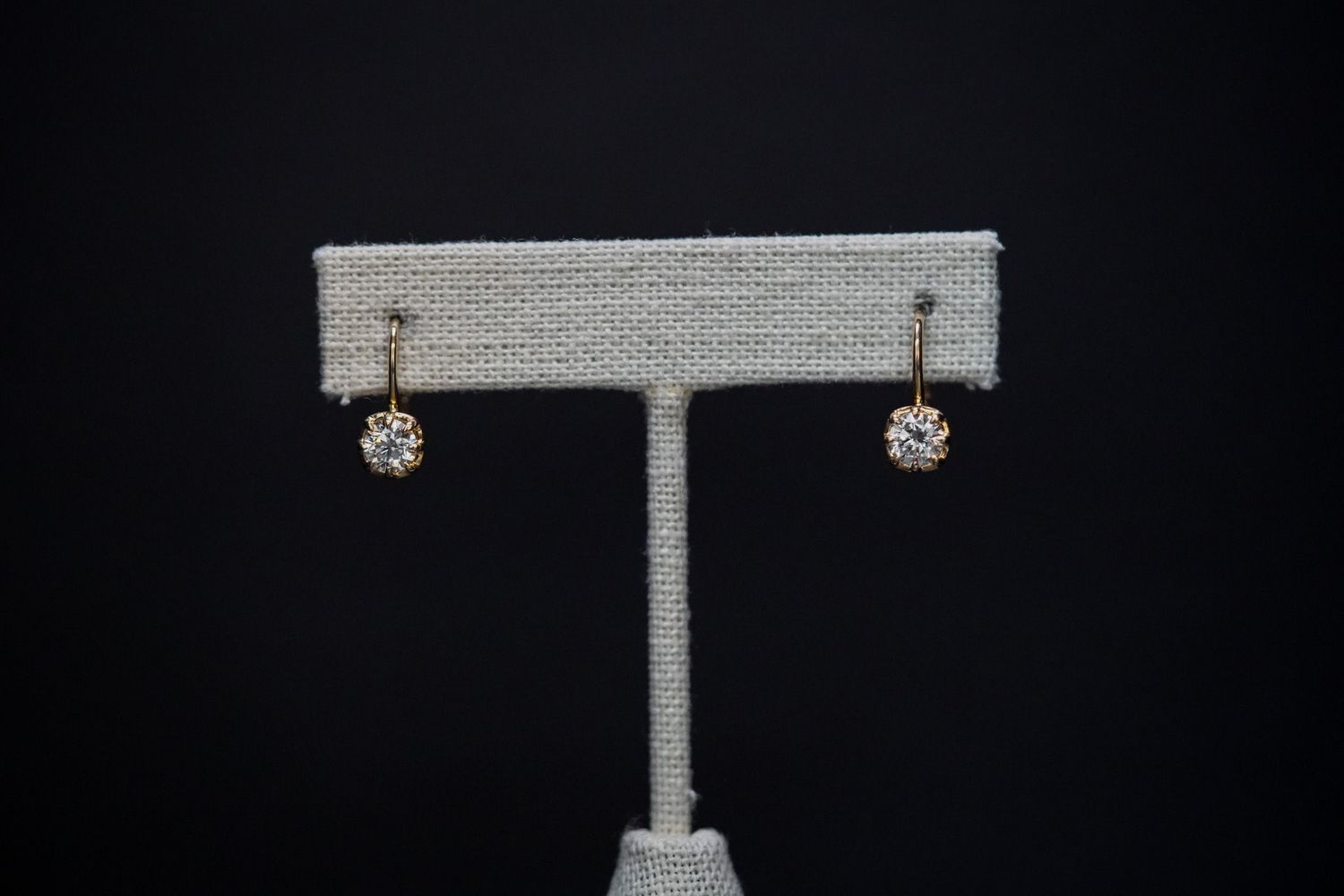 VABE- 14KY 1.82g 1.01ctw J/SI1-SI2 Dangle Solitaire Earrings