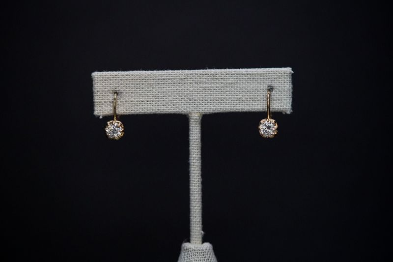 VABE- 14KY 1.82g 1.01ctw J/SI1-SI2 Dangle Solitaire Earrings