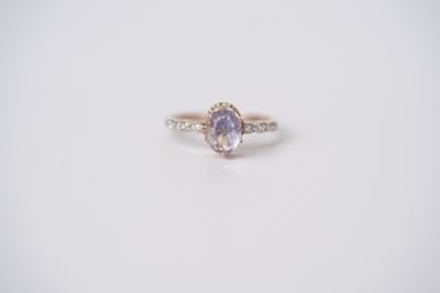 ANT- 14KR 2.59g 1.56ctw (1.50ctr) Moonstone &amp; Diamond Fashion Ring (size 7)