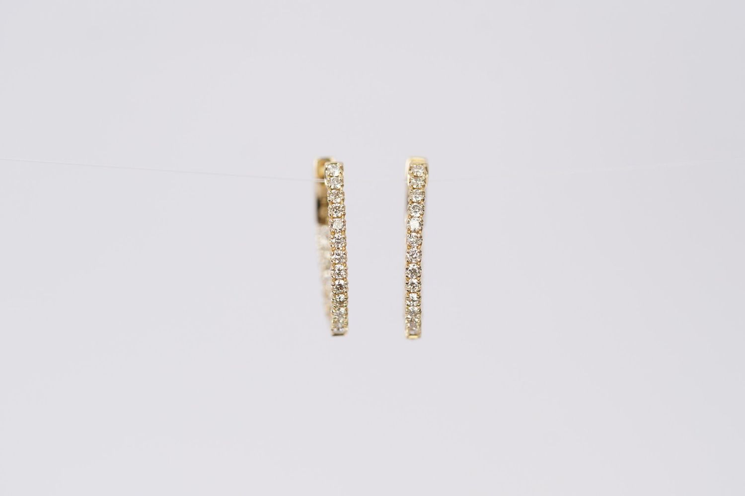 RTTX- 14KY 2.95g .75ctw Diamond Inside/Out Hoop Earrings
