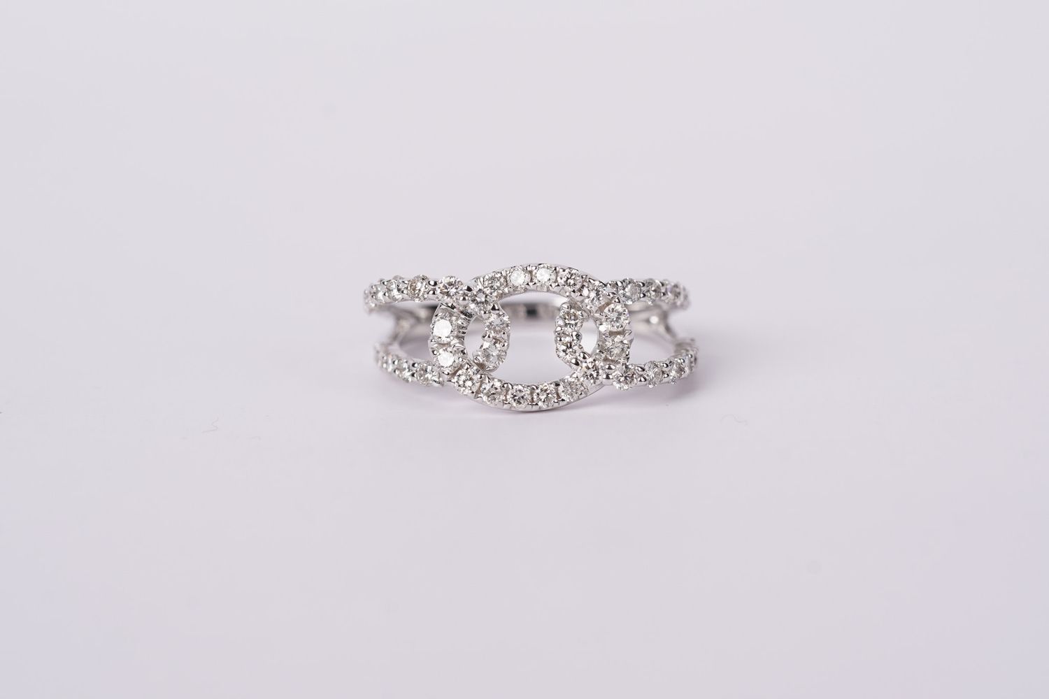 ETTX- 14KW 3.58g .86ctw Diamond Fashion Crossover Ring (size 7)
