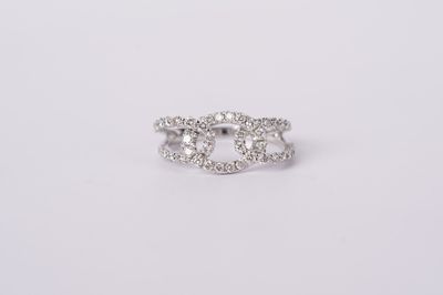 ETTX- 14KW 3.58g .86ctw Diamond Fashion Crossover Ring (size 7)