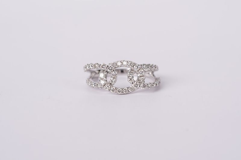 ETTX- 14KW 3.58g .86ctw Diamond Fashion Crossover Ring (size 7)