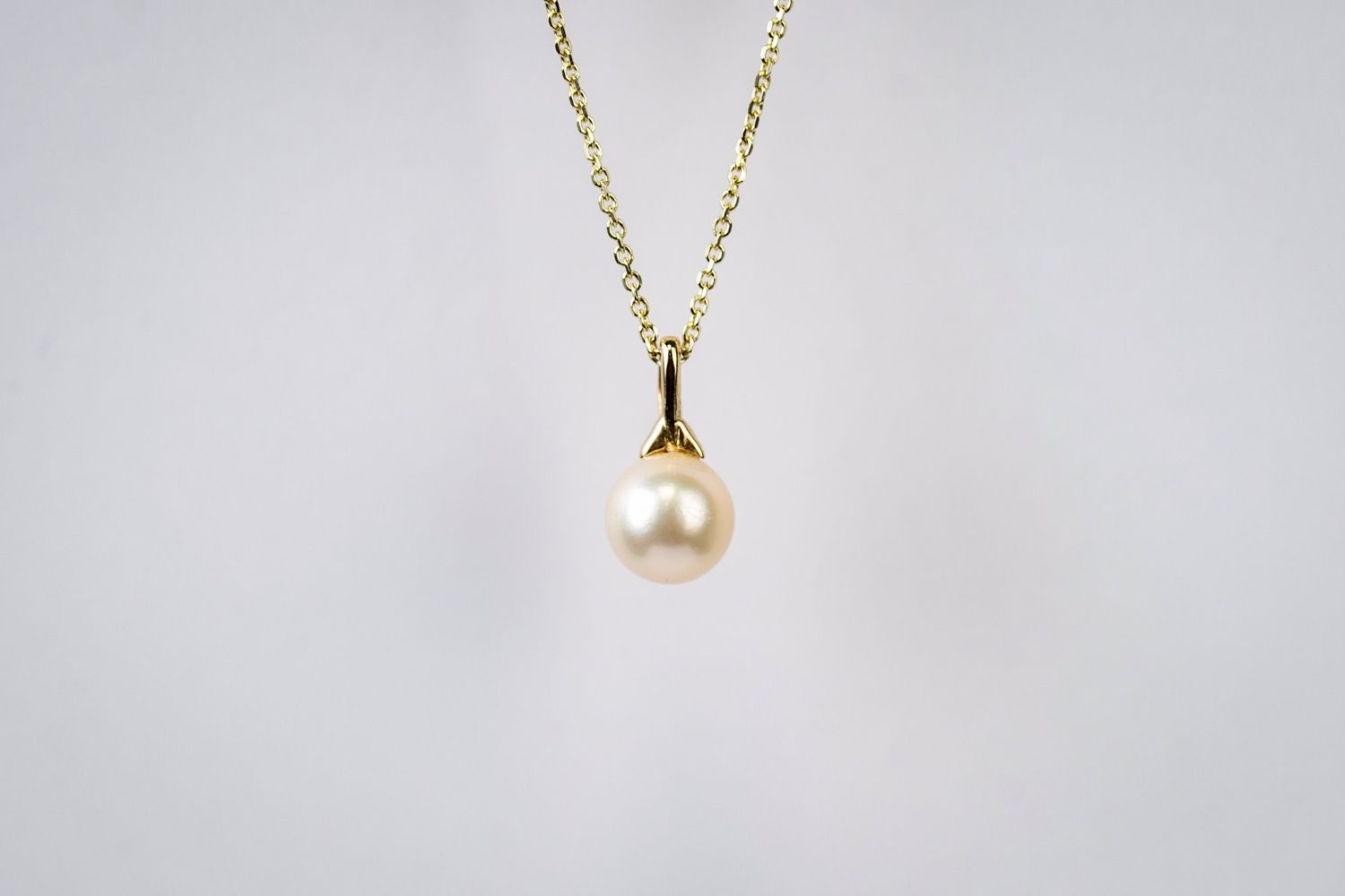 VDT- 14KY 2.71g 7.6mm Pearl Necklace 16-18&quot;