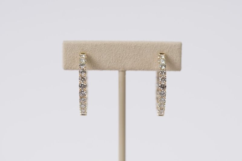 ATPT- 14KY 7.74g 3.01ctw Diamond Inside/Out Hoop Earrings