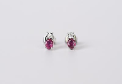 VBD- 14KW 1.80g 1.04ctw Ruby &amp; Diamond Stud Earrings