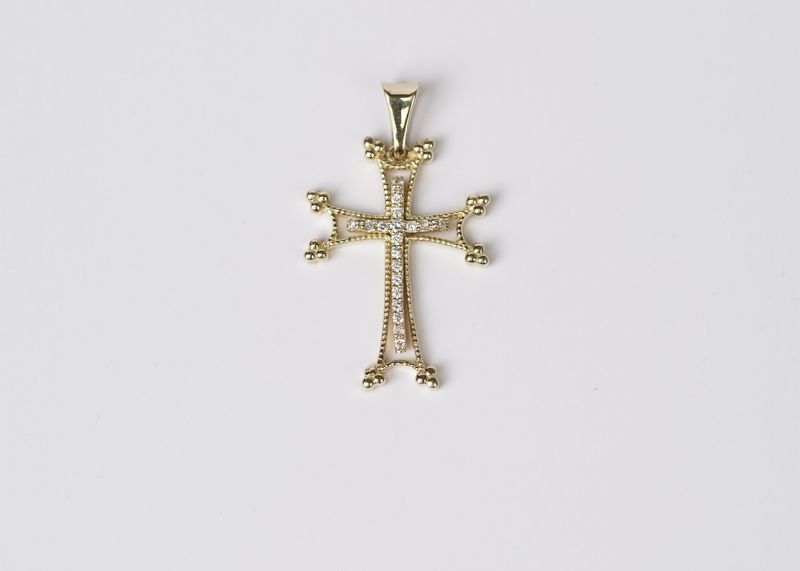 ABEX- 14KY 4.20g .20ctw Diamond Cross (charm only)