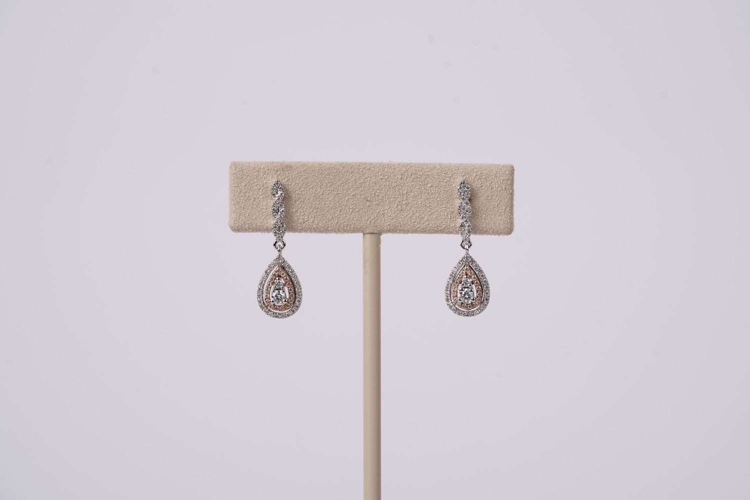 NET- 14KWR 2.4g .50ctw Diamond Pear Shaped Halo Earrings