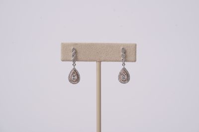 NET- 14KWR 2.4g .50ctw Diamond Pear Shaped Halo Earrings