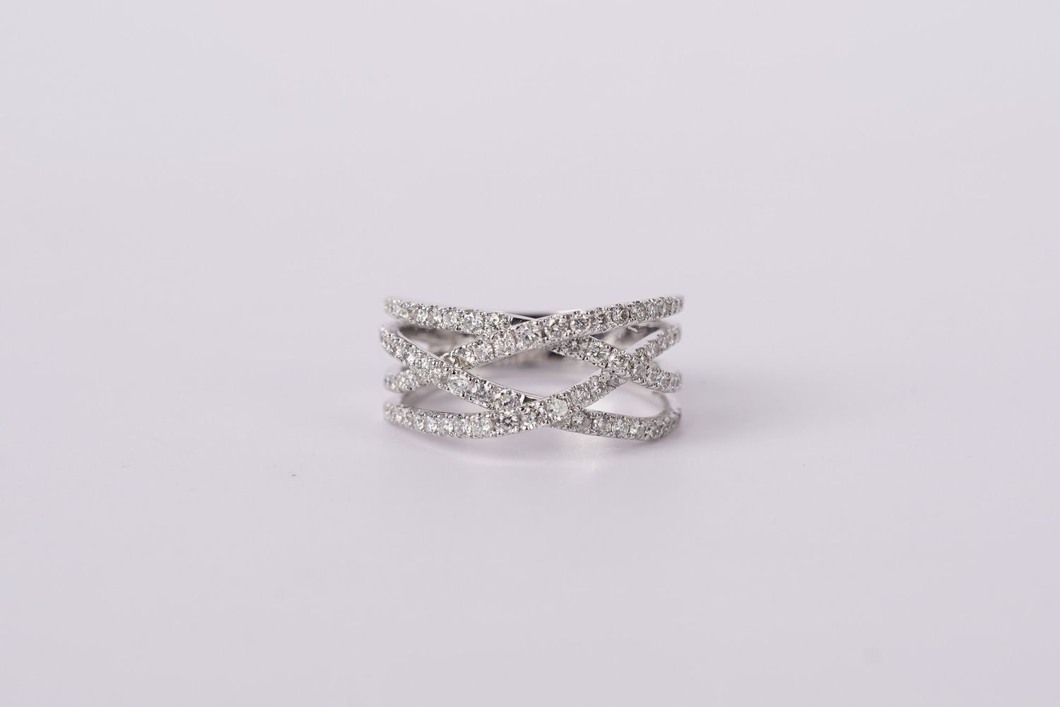 VTPT- 14KW 4.93g .99ctw Diamond Fashion Crossover Ring (size 7.75)