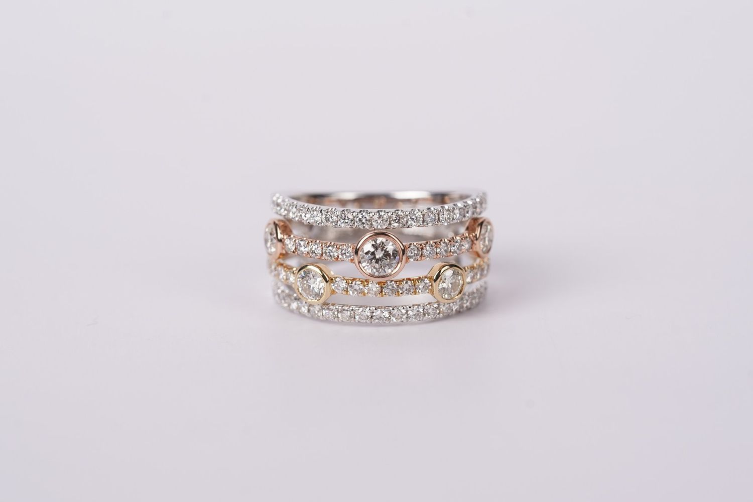 VTPT- 14KWYR 6.21g 1.71ctw Diamond Tri-Tone Fashion Ring (size 7)