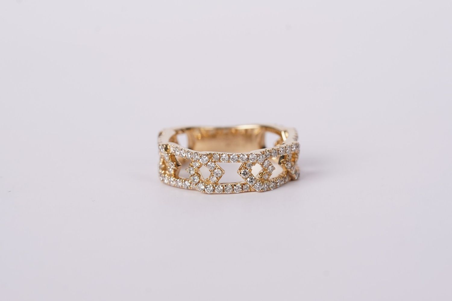 RTTX- 14KY 4.47g .88ctw Geometric Diamond Fashion Ring (size 7)