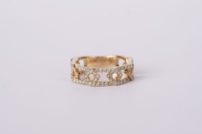 RTTX- 14KY 4.47g .88ctw Geometric Diamond Fashion Ring (size 7)