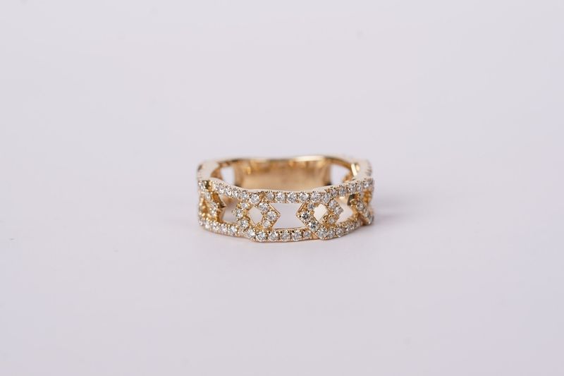 RTTX- 14KY 4.47g .88ctw Geometric Diamond Fashion Ring (size 7)