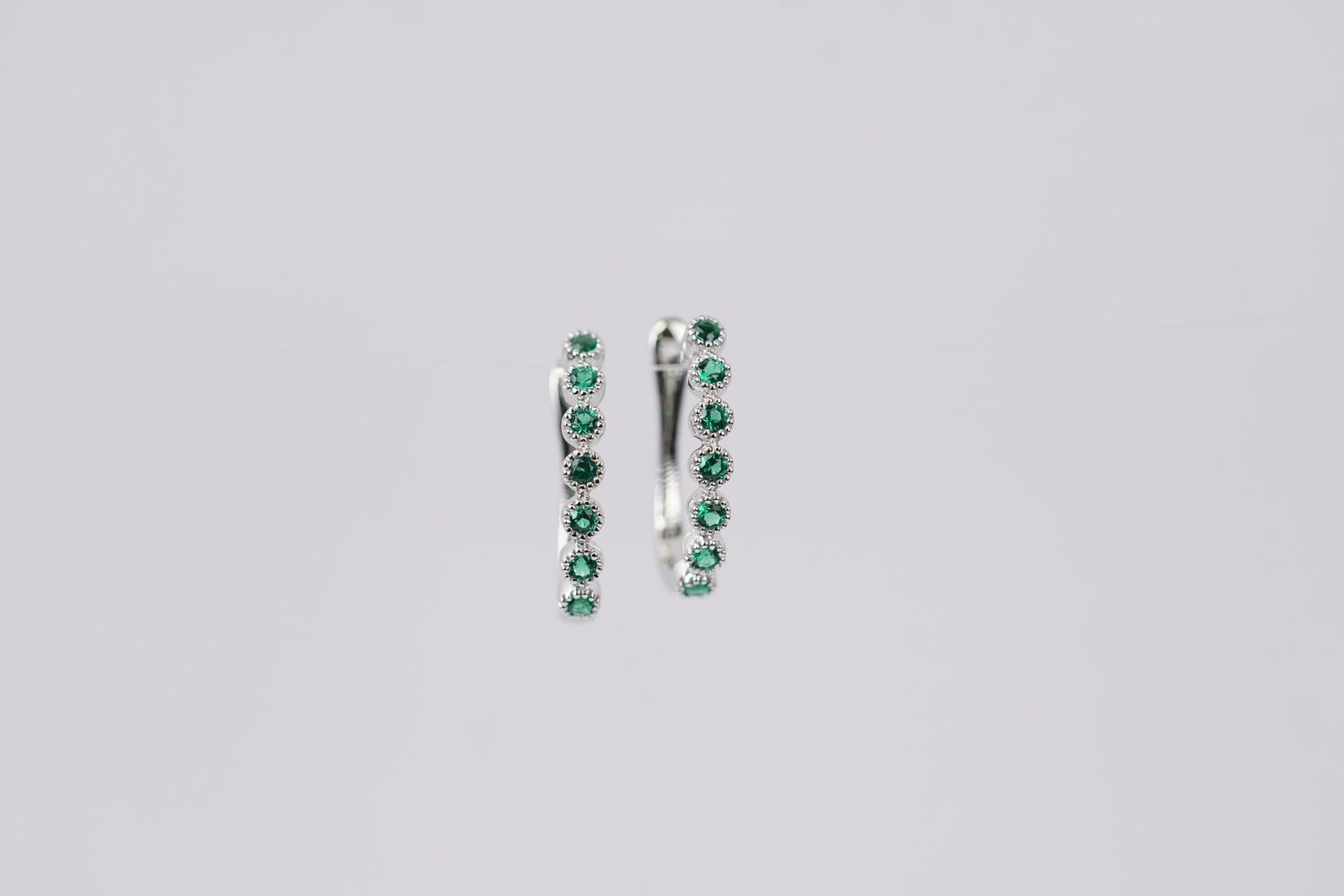 NLT- 14KW 3.23g .42ctw Emerald Hoop Earrings