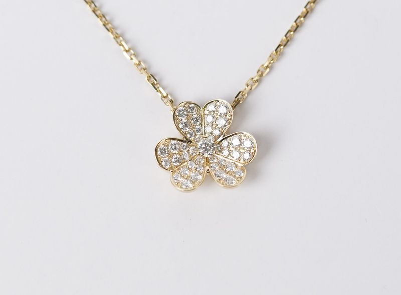 VATT- 18KY 6.41g .80ctw Diamond Frivole Pendant Van Cleef Inspired 16&quot;