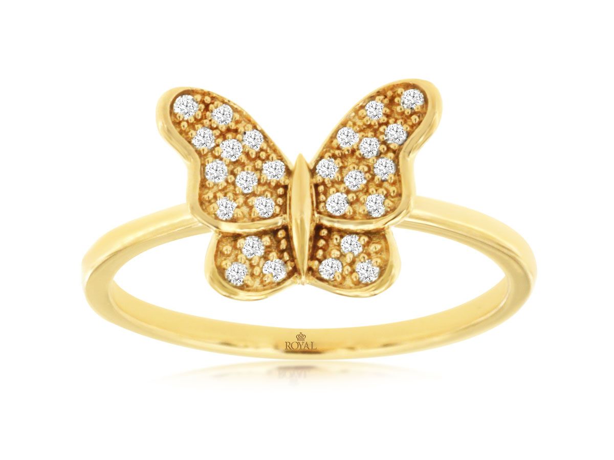 NTI- 14KY 2.14g .13ctw Diamond Butterfly Fashion Ring (size 7)