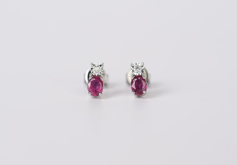VBD- 14KW 1.80g 1.04ctw Ruby &amp; Diamond Stud Earrings