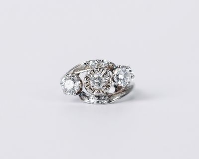 VTPT- Platinum/14KW 3.47g 1.30ctw Diamond Vintage Ring (size 5)