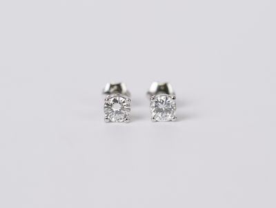 EETX- 14KW .65ctw I-J/VS2 Round Diamond Solitaire Earrings
