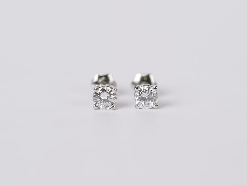 EETX- 14KW .65ctw I-J/VS2 Round Diamond Solitaire Earrings