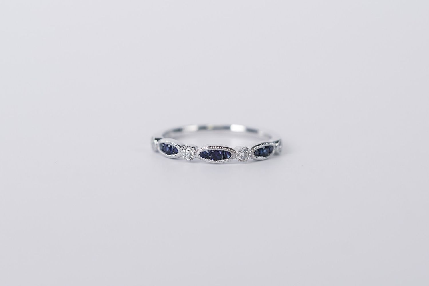 NBTX- 14KW 1.60g .29ctw Sapphire &amp; Diamond Stackable Band (size 7)