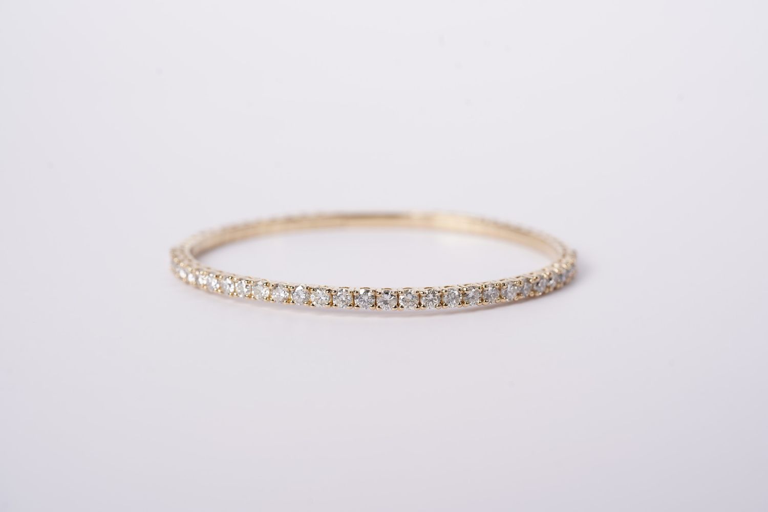 ATET- 14KY 11.92g 3.00ctw Diamond Flex Bangle 6.5&quot;