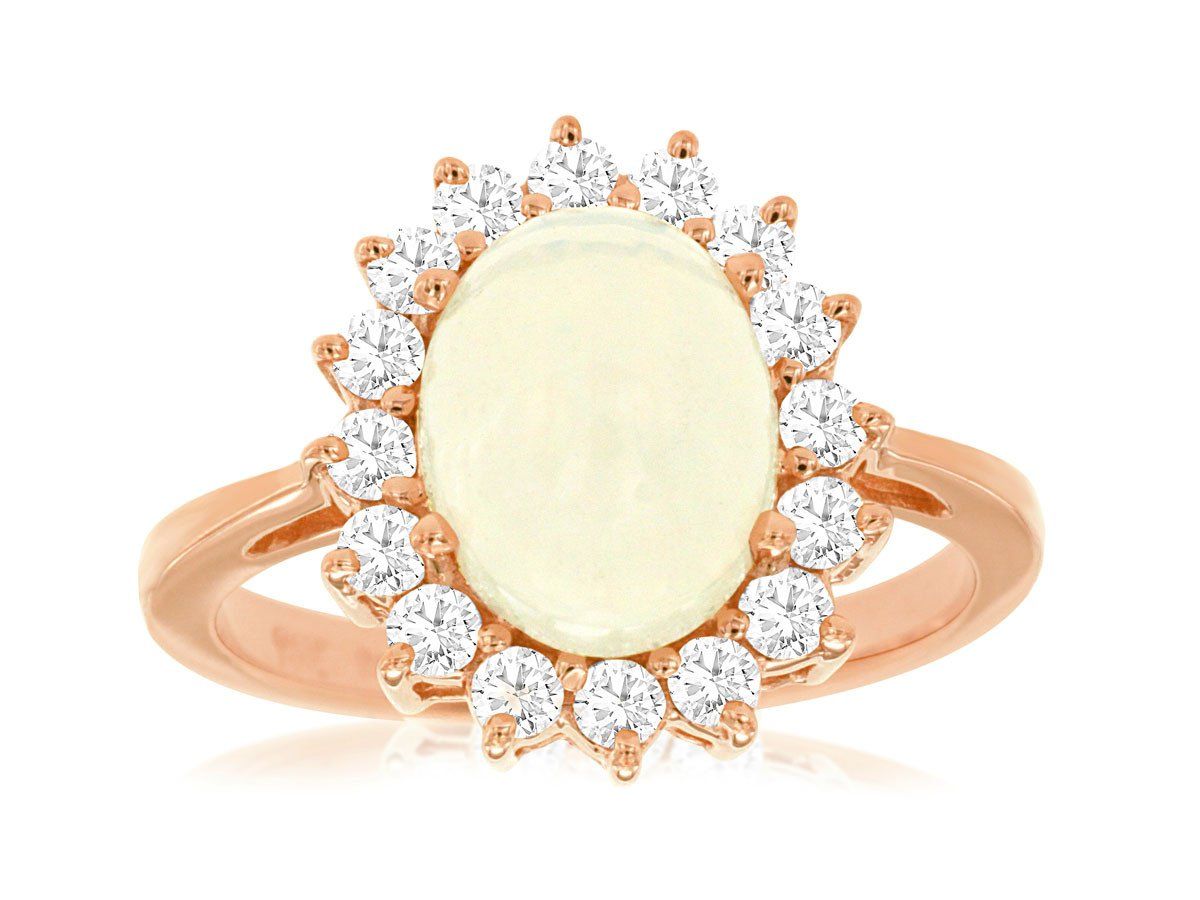 IETX- 14KR 3.72g 2.35ctw (1.70ctr) Opal &amp; Diamond Halo Ring (size 7)