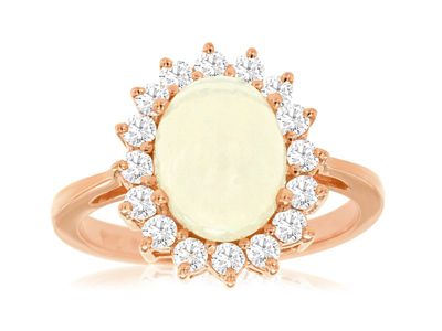 IETX- 14KR 3.72g 2.35ctw (1.70ctr) Opal &amp; Diamond Halo Ring (size 7)
