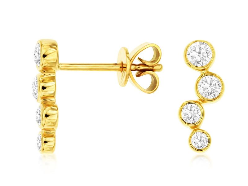 DVEX- 14KY 1.39g .36ctw Diamond Bezel Drop Earrings