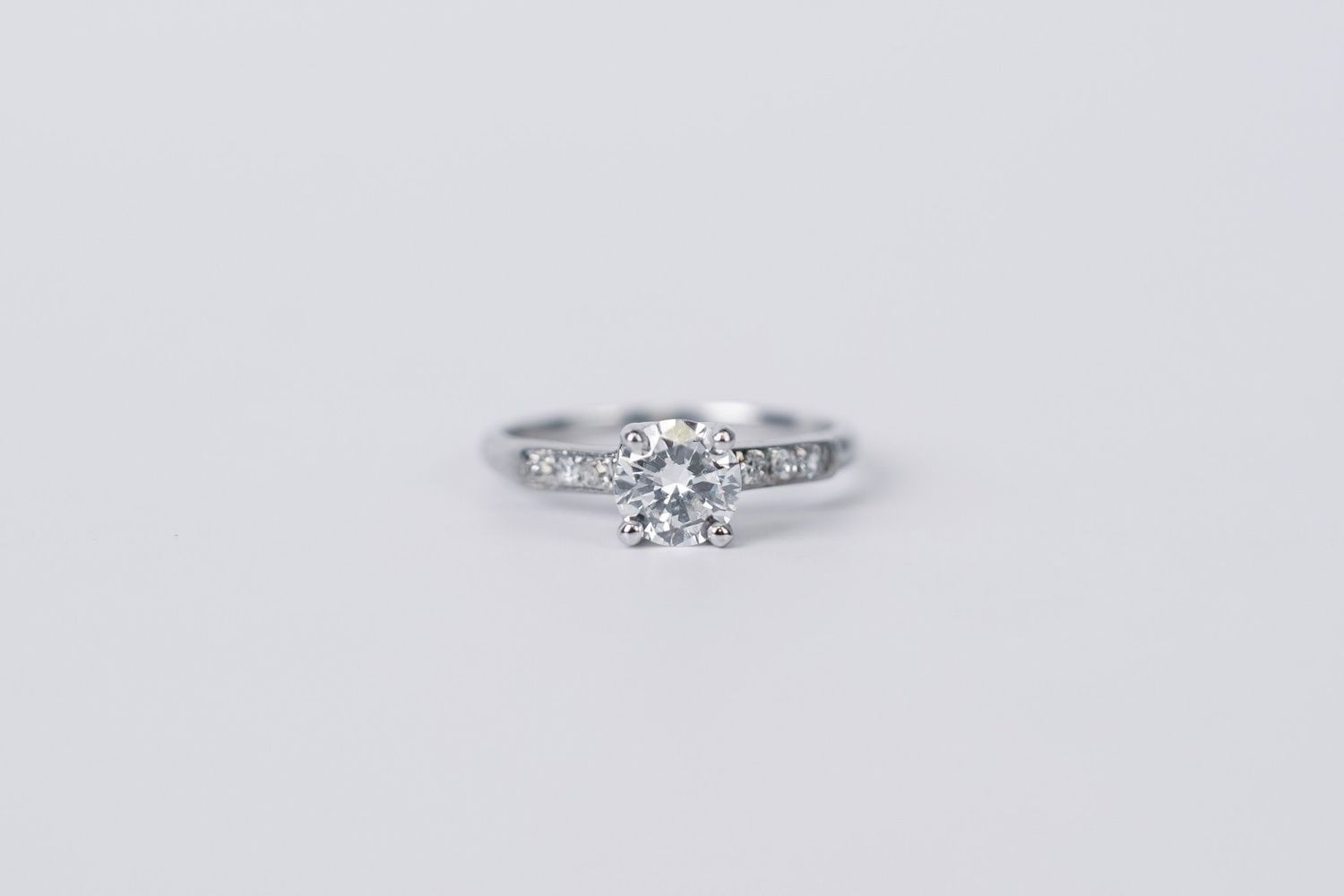 VDET- 14KW 2.58g .96ctw (.90ctr) F/SI2 Transitional Diamond Engagement Ring (size 6.75)