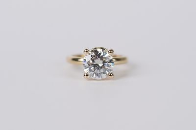 VETPT- 14KY 4.37g 3.02ct J/SI2 GIA Round Diamond Solitaire Engagement Ring (size 7)