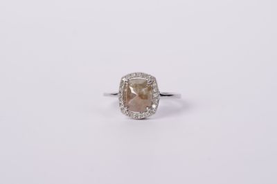 AETX- 18KW 2.32g 1.10ctw (1.00ctr) Salt &amp; Pepper Diamond Halo Ring (size 6)