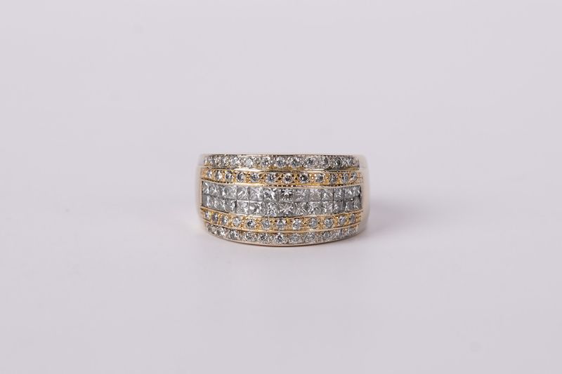 RETX- 18KWY 7.45g 1.50ctw Diamond Levian Fashion Ring (size 5.25)