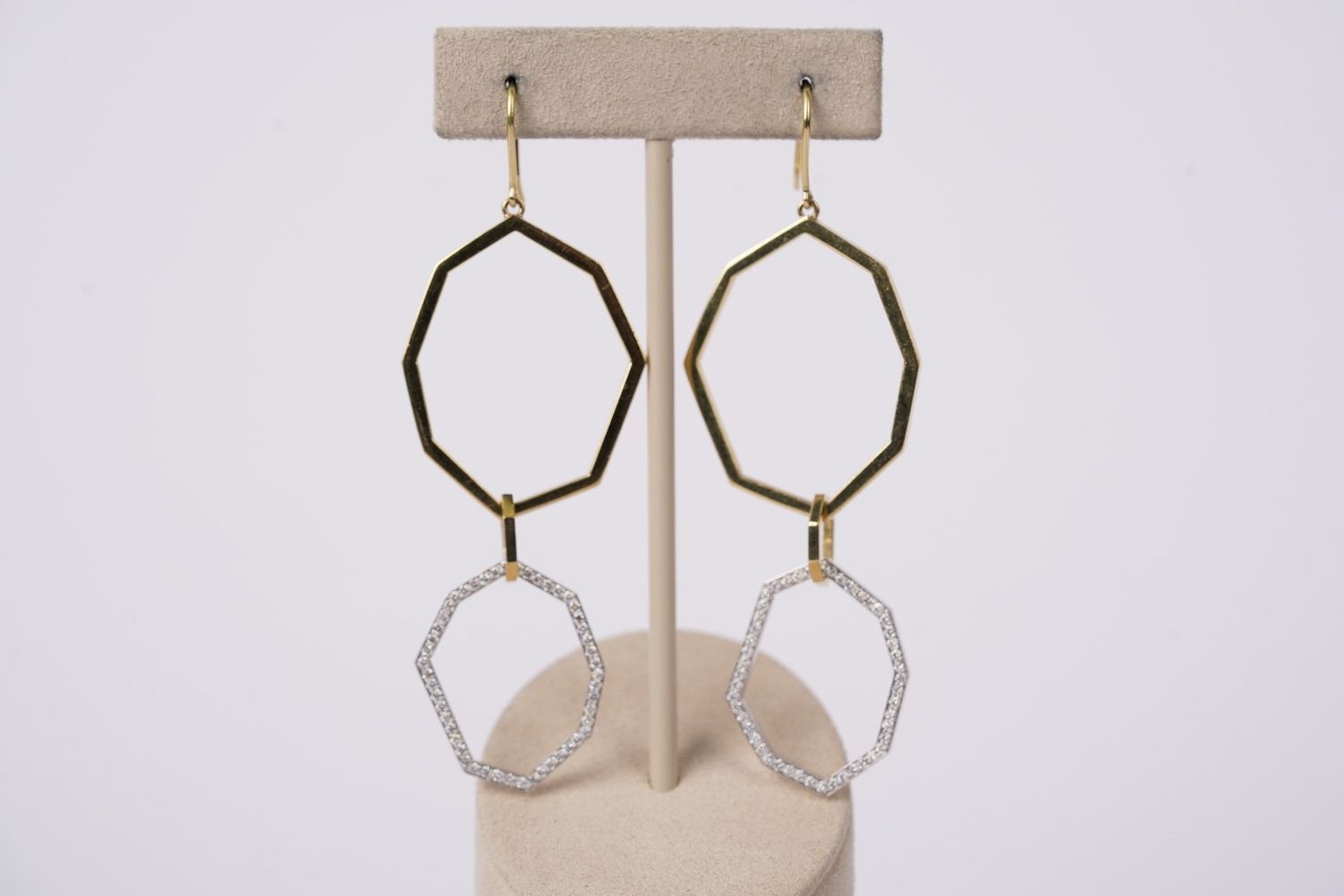 VATT- 18KYW 13.17g 1.00ctw Diamond Geometric Hami Drop Earrings