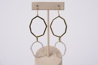 VATT- 18KYW 13.17g 1.00ctw Diamond Geometric Hami Drop Earrings