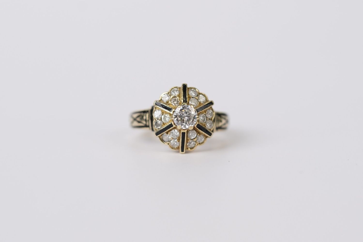 RTTX- 14KY 5.62g 1.08ctw (.50ctr) H/SI2 Round Diamond Halo Princess Ring (size 6.5)
