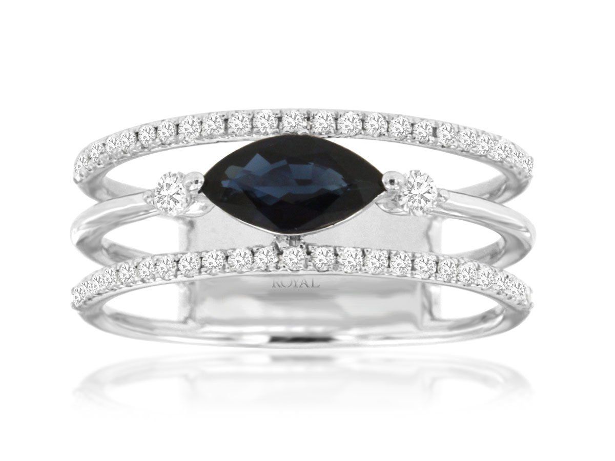 BDTX- 14KW 4.41g .98ctw (.65ctr) Sapphire &amp; Diamond Fashion Ring (size 7)
