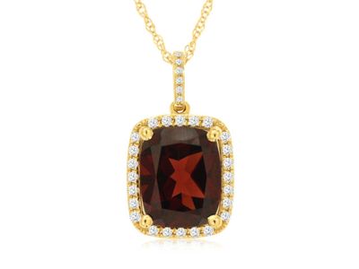 ENAX- 14KY 3.16g 4.97ctw (4.75ctr) Garnet &amp; Diamond Halo Pendant 18&quot;
