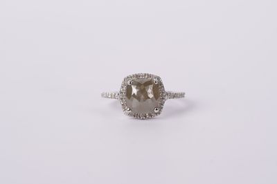 AETX- 18KW 2.64g 1.40ctw (1.20ctr) Salt &amp; Pepper Diamond Halo Ring (size 6.5)