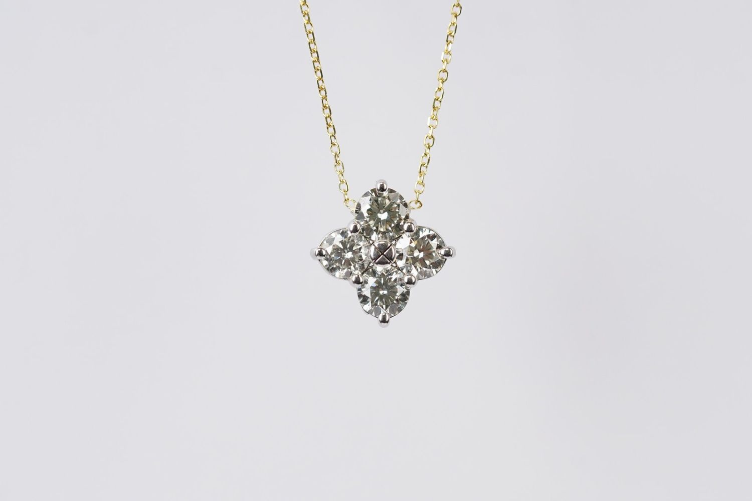 VAEI- 14KY 2.37g 1.50ctw Diamond 4-Stone Pendant 18&quot;