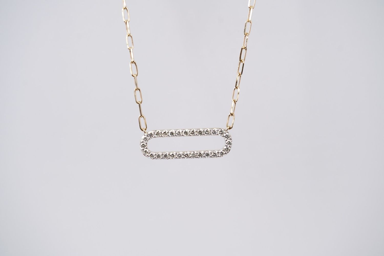RTTX- 14KY 4.68g .49ctw Diamond Oval Open Link Necklace 18&quot;