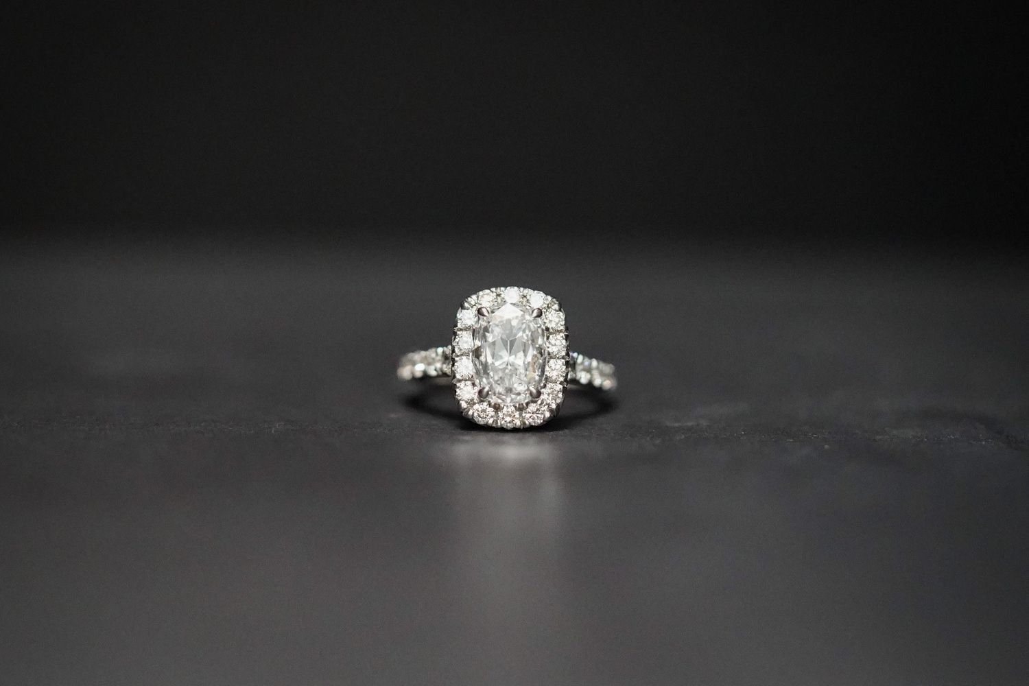 ITPT- 1.72ctr E/SI1 GIA Cushion Diamond Halo Engagement Ring