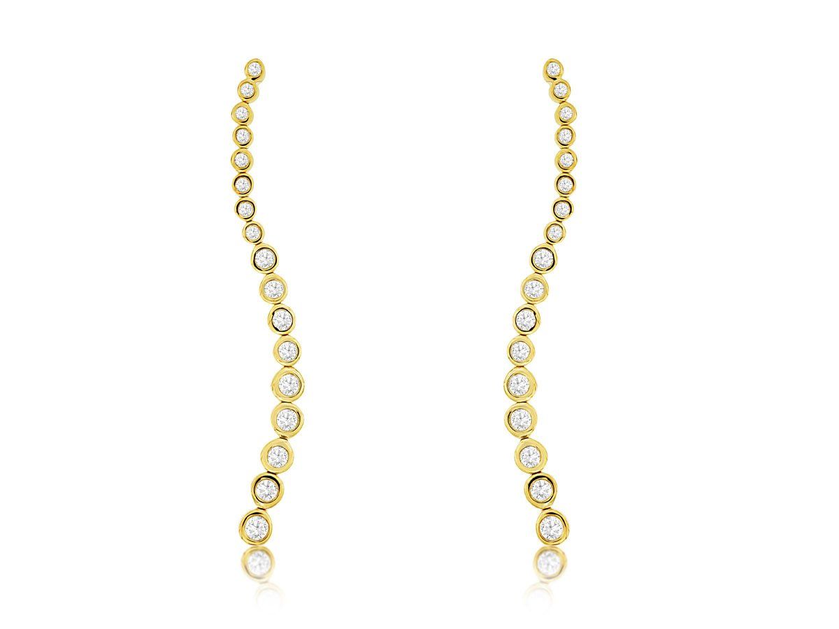 VVLT- 14KY 5.48g 1.00ctw Graduated Diamond Bezel Dangle Earrings