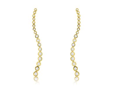 VVLT- 14KY 5.48g 1.00ctw Graduated Diamond Bezel Dangle Earrings