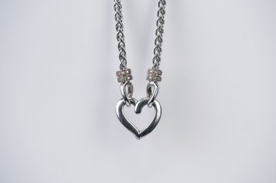 ETX- Sterling Silver 21.33g .05ctw Diamond Accent Heart Necklace 16&quot;