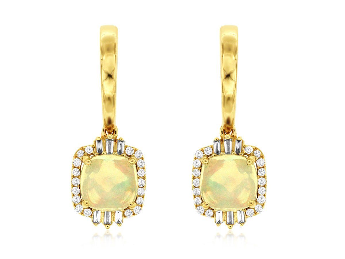 IETX- 14KY 5.15g 2.09ctw Opal &amp; Diamond Halo Earrings