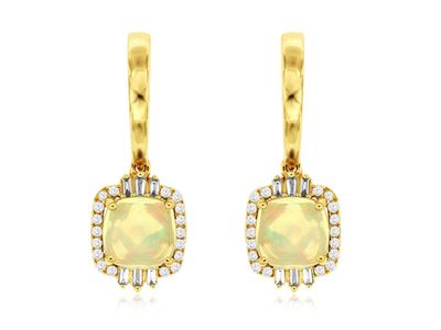 IETX- 14KY 5.15g 2.09ctw Opal &amp; Diamond Halo Earrings