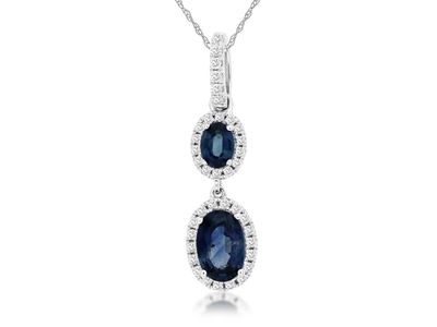 NBR- 14KW 1.44g 1.07ctw Sapphire &amp; Diamond Fashion Pendant 18&quot;