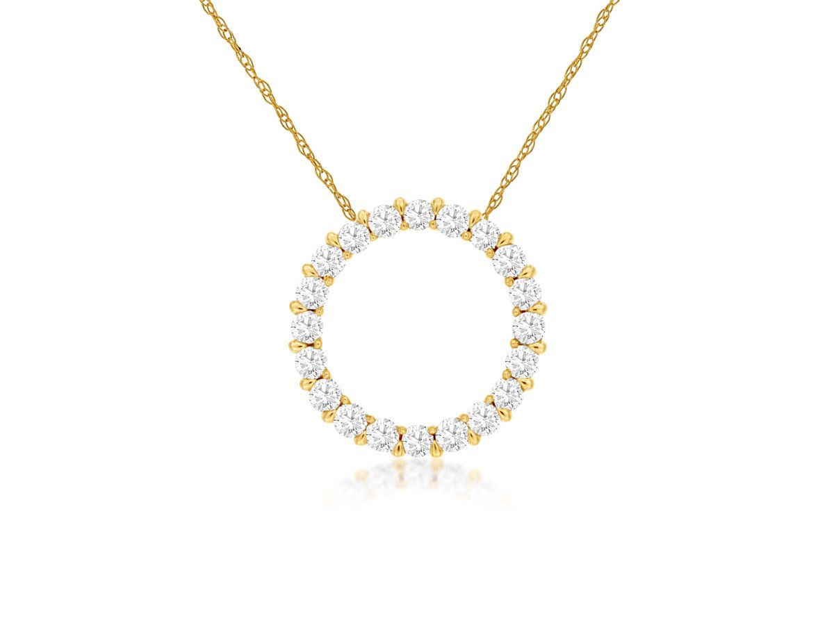 ABD- 14KY 1.06g .25ctw Diamond Circle Pendant 18&quot;